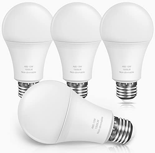 Lâmpadas LED de LED A19 Unilamp A19, lâmpada LED equivalente a 100 watts, luz do dia 5000k 1500 lúmens, base padrão e26, lâmpadas de