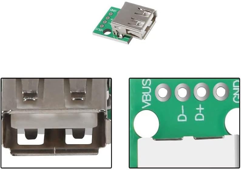 15pcs USB 2.0 Módulo de placa de breakout, fêmea USB para mergulhar adaptador de 2,54 mm 4 pinos módulo de placa de breakout de pinboard do tipo um