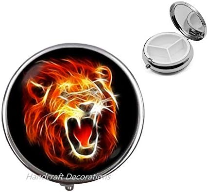 Caixa de pílula de leão Jóias de leão Caixa de comprimidos de leão Presente de animais selvagem Caixa de comprimidos de animais