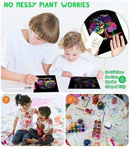 Smarkids Scratch Paper Art Set for Kids - Magic Rainbow & Silver Scratch Off Art - Rainbow Scratch Art para crianças com estênceis,