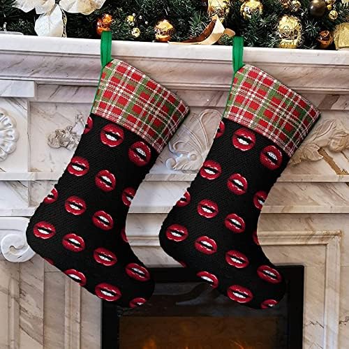 Red Lips Senhor de lantejoulas meias de parede brilhante decoração de ornamentos pendurados para festa de férias de Natal na