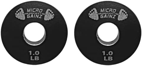 Micro Gainz Padrão de 1 polegada Hole de 1 lb Placas fracionárias de 2 peças-projetadas para barbells e halteres padrão, feitos nos EUA