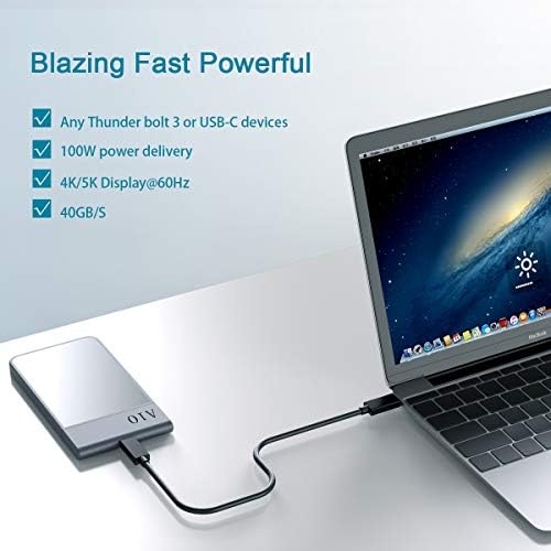 Jasxus Thunderbolt 3 Cabo 3,3 pés 40gbps 100w Charge.compatible Com 5K UHD Display MacBook Pro, Dell Alienware 17, ThinkPad e mais dispositivos/laptops Tipo-C