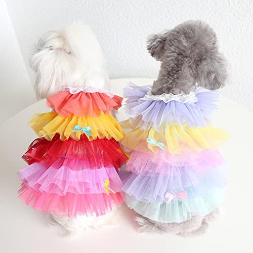 Vestido de princesa de cachorro Bechanming, saia de bolo de gato Mish respirável Roupas de estimação fofas Camisa de cachorro