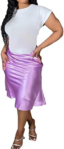 Vestidos chiques curtos de cor sólida feminina plissado com babados saia de quadril plus size samas femininas plus