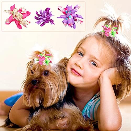 Pet Show 10Pairs Small Dogs Hair Bows com elásticos de borracha Yorkie Topknot Cat Puppies Acessórios para cabelos Acessórios de