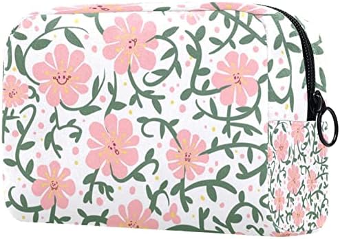 Bolsa de maquiagem bolsa de zíper fofa grande bolsa cosmética para mulheres saco de organizador de acessórios para mulheres, flores rosa fofas