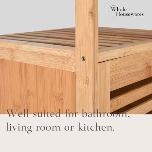Armário de sapato de bambu de utensílios domésticos integrais - armazenamento de prateleira com portas para banheiro, quarto