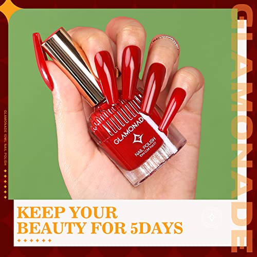 Esmalte de glamonada - esmalte vermelho de cana vermelho não tóxico esmalte luminoso e moderno para manicure de arte de unhas