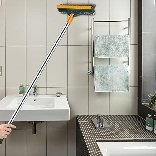 Brush de limpeza de 3 em 1 piso com alça longa, escova de limpeza de fendas de cozinha no banheiro com rodo para limpeza de