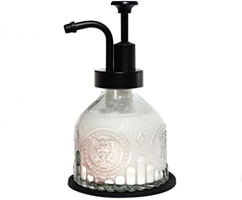 Dispensador de sabão de vidro para bancada de cozinha e banheiro, bomba de ação suave reabasteável líquido manual, detergente para