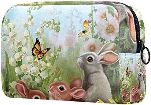 Tbouobt Bolsa cosmética para mulheres, bolsas de maquiagem Bolsa de higiene pessoal espaçosa Bolsa de viagem, Animal Rabbit Butterfly Bell Orchid