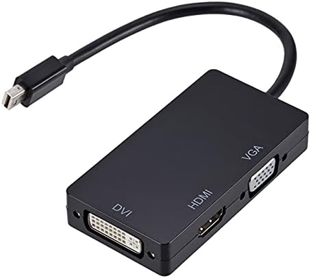 ACRIM 3 em 1 Mini DisplayPort Thunderbolt para HDMI VGA DVI Mini DP para Apple Air Imac MacBook Pro 1 2 3 4, Microsoft Surface Pro, Laptop, Monitor, Projector, Black, preto