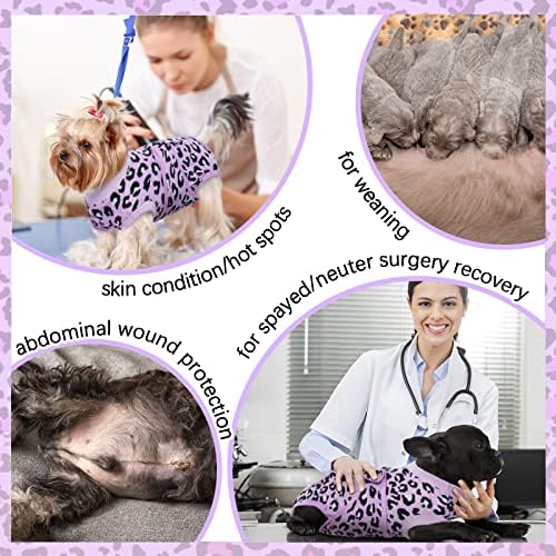Terno de recuperação de cães Fuamey, ternos para o corpo de animais de estimação após cirurgia, traje de esterilização impressa em lepardo
