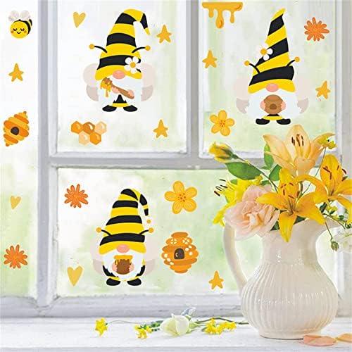 Decor de adesivos para abelhas de mel, 43 peças Removíveis Decalques de janela de abelhas da primavera para feriados para férias