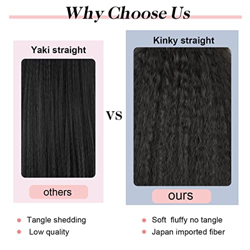 Perucas retas e longas para mulheres negras yaki preto peruca de cabelo reto sintético Parte do meio perucas enrugadas perucas