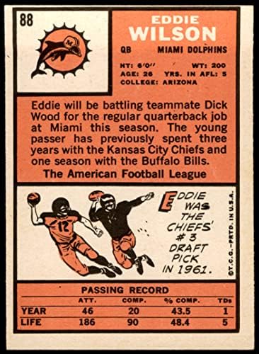 1966 Topps # 88 Eddie Wilson Miami Dolphins Ex/Mt Dolphins Arizona