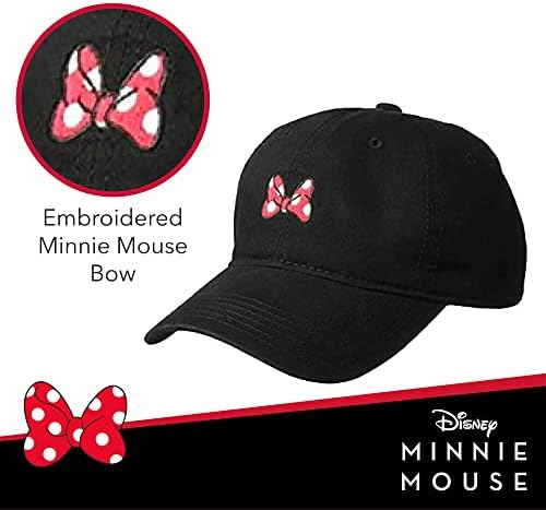 Conceito One Disney Minnie Mouse Bordado Chapéu de Pai Ajustável Bordado, Capinho de beisebol com borda curva