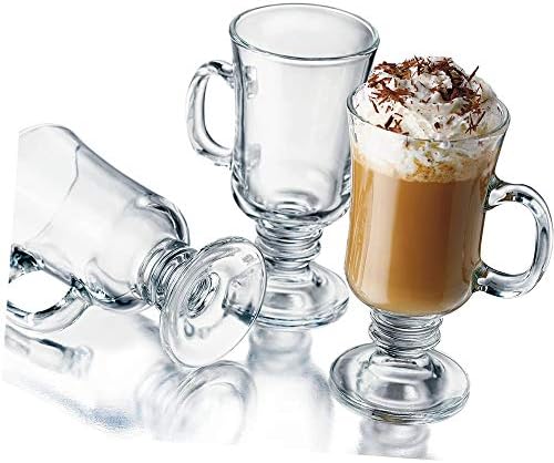 HJJ Transparente Irish Latte Coffee Cup, canecas de chá de vidro espessado resistente ao calor especializadas, para cerveja, suco,