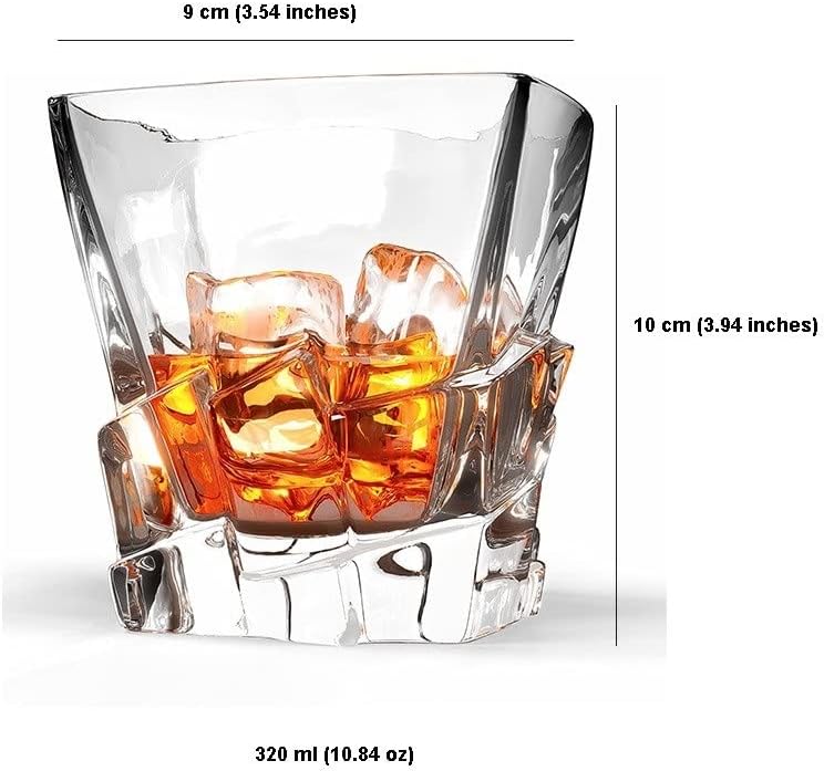 Conjunto EODNSOFN de 6-320 ml de iceberg Whisky Glass Par de lavar louça de lavar louça, presente exclusivo, ótimo para uísque ou uísque ou uísque