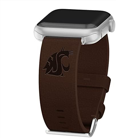 Affinity Bands Washington State Cougars Premium Leather Watch Band compatível com Apple Watch