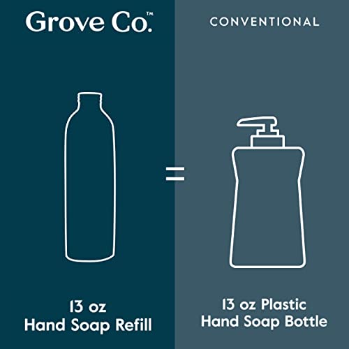 Grove Co. O sabonete hidratante em gel reabastece o conjunto de refil de mãos líquidas sem plástico, deixa as mãos macias e limpas, de fragrância de laranja e alecrim natural e alecrim