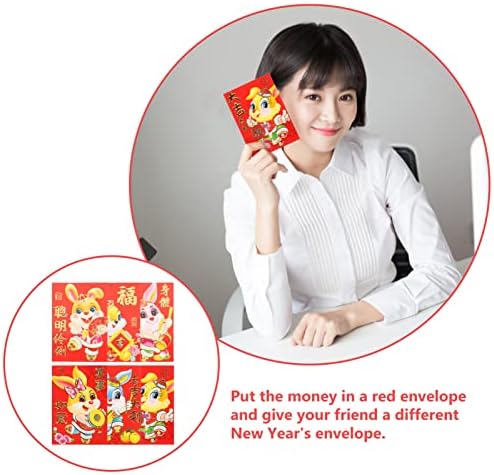 Envelopes de caixa aboofan 60pcs 2023 Ano dos envelopes vermelhos de coelho Lucky Money Pocket Chinese Novo Ano Novo Hong Bao Pacote