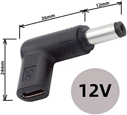 XIWAI USB 3.1 Tipo C fêmea USB-C para DC 12V 5.5x2.1mm Adaptador de plugue PD emulador PD Trigger de 90 graus Angulado