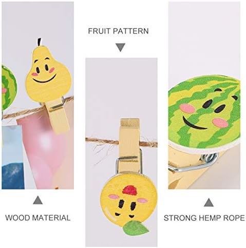 Kesyoo fotografa roupas de roupas 40pcs mini prendedores de roupas artesanais de desenho animado frutas de madeira clipes com barbante