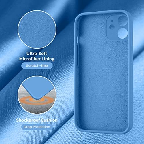 Caso 11 do iPhone 11, silicone [bordas quadradas] e [Proteciona da câmera] capa de telefone atualizada com revestimento de microfibra anti-arranhão suave, 6,1 polegadas, azul