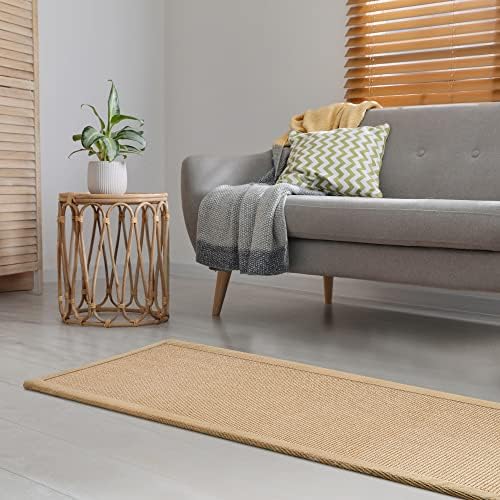Tapete de corredor sisal, tapetes de área de tecido, 2 '× 5', para sala de estar, quarto, corredores, cozinha, carpete