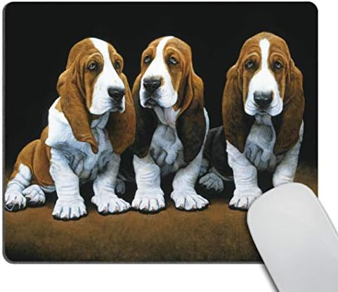 Cães de almofada de mouse de computador smooffly, basset hound grande mousepad ótima ideia de presente