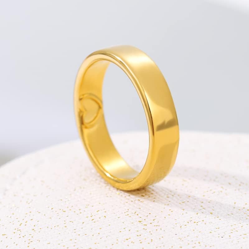 Longliter Women and Man Rings em forma de coração escultura simples redonda de joias de ouro rosa de ouro de casal de casal de ouro melhor - plating plating - 8