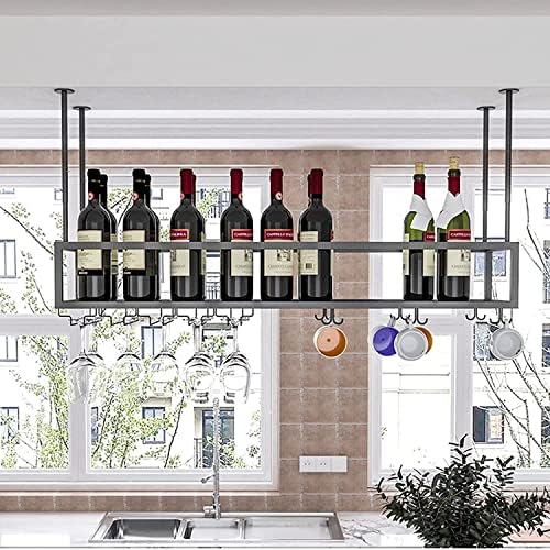 Pendurado vinícola de vidro de vidro rack/suporte - sob armário de garrafas de vinho de garrafas de metal teto de vidro