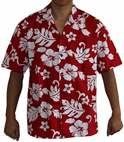 Feito no Havaí! Camisas havaianas clássicas de flores de hibisco masculino