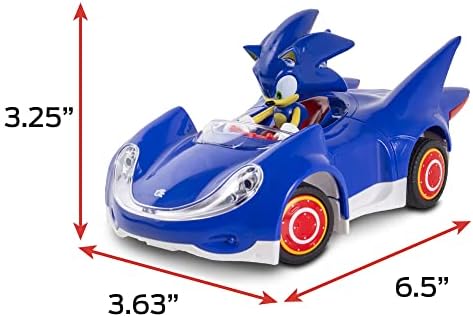 Sonic & Sega All -Stars Racing RC: Sonic - NKOK, 1:28 Escala de 2,4 GHz de carro com controle remoto, projeto compacto de 6,5 , Sega Sonic oficialmente licenciado, alimentado por bateria, com idades mais 6
