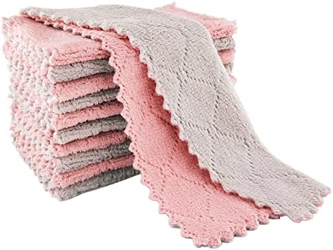 Pano de limpeza de microfibra shicen 12 toalhas de cozinha de embalagem pratos de veludo de coral de dupla face Towels