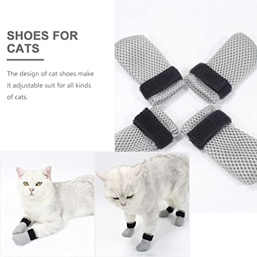 UkCoco Cat Anti Scratch Shoes - Botas de gato ajustáveis ​​para arranhar a capa de protetor de pata de gato de poliéster, sapatos de meia anti -deslizamento para verificação corporal, barbear de corte de unhas na família