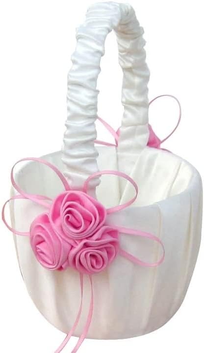 Zhuhw cesto de casamento de cetim flores de pano de noiva cesta de cesto de cesta de travesseiro de casamento decoração