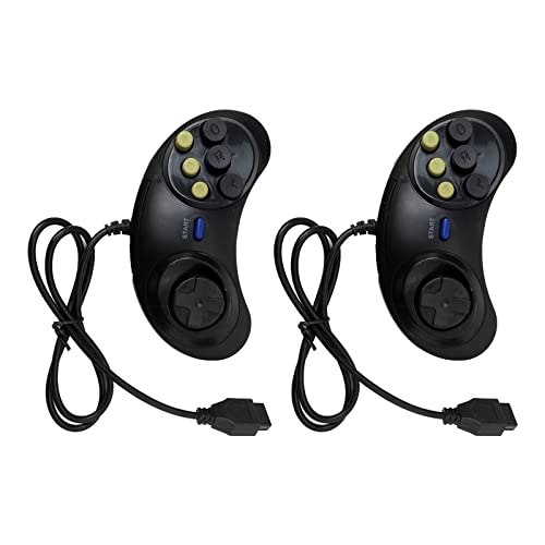 Xiami 2pcs Controlador de botões de 6pcs de uso completo para sega Genesis Black for Sega Gensis Gaming System