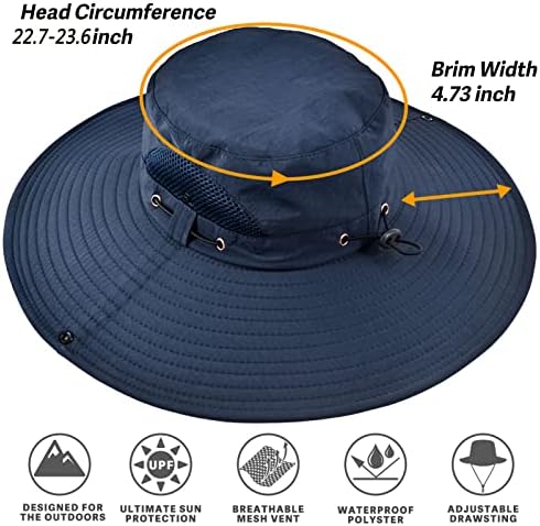 Chapéu de sol de pesca larga de aba larga para homens mulheres, upf 50+ Bucket Bucket Boonie Chaping Camping Camping Safari Garden