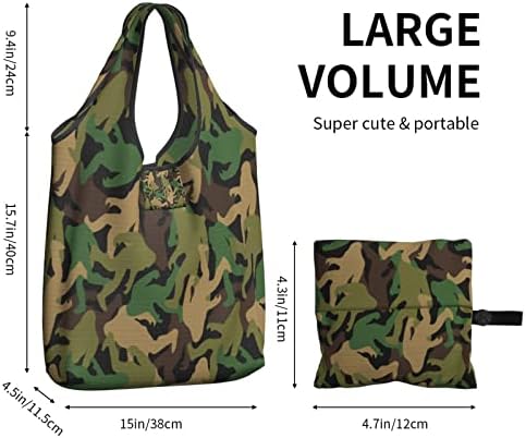 Bolsas de supermercado reutilizáveis ​​de cozinha Bigf-o-o-ota-camouflage-came shopping sacolas laváveis ​​bolsas