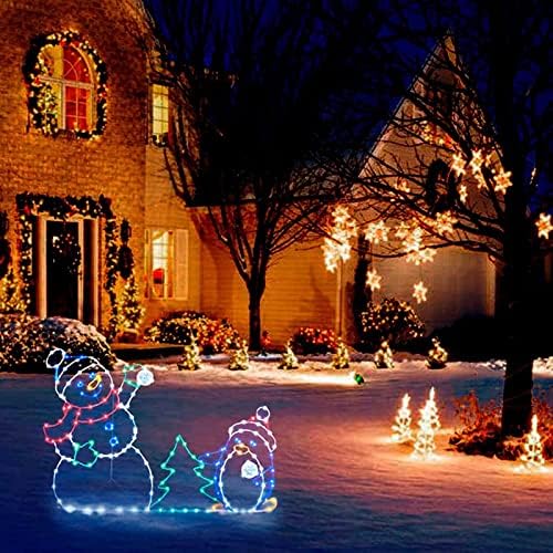 Decoração de quadro de cordas leves de luz de férias de férias de natal jardim ao ar livre neve brilhante sinal decorativo animado