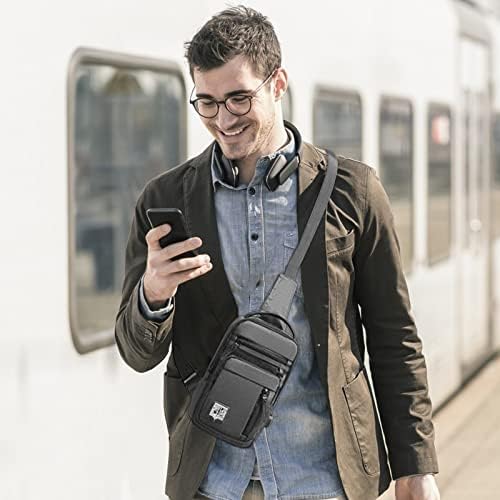 Qonioi versátil bolsa de peito casual - saco de ombro à prova d'água com cinco bolsos bolsa crossbody com porta USB e fone de ouvido, mochila de viagem de viagem