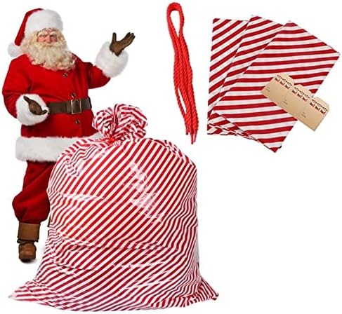 DKAOVH 3 PCS Sacos de Natal grandes, sacos de presente gigantes de Natal, sacos de presente de Natal de 36 ”x56”, invólucro de presente, sacolas de jumbo de natal com cartão de etiqueta e corda
