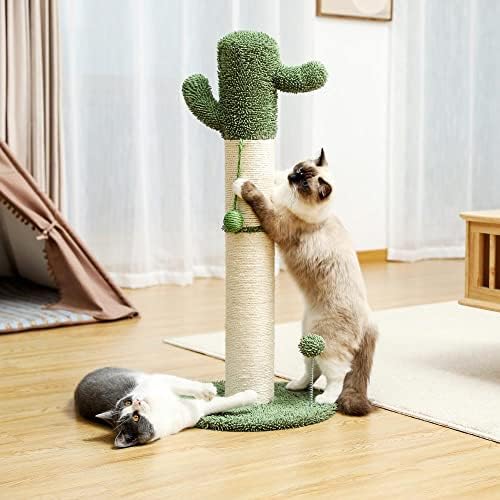 Divirta -se com o elegante Cactus Cat Tree Scratcher - Móveis de gatos modernos com sisal arranhando posta