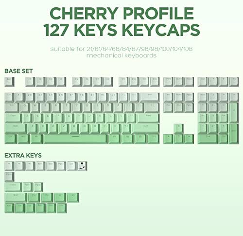 Yunzii Coolkiller CK75 Hot Swappable Keyboard Mechanical, perfil de cerejeira do conjunto de chaves, verde da primavera