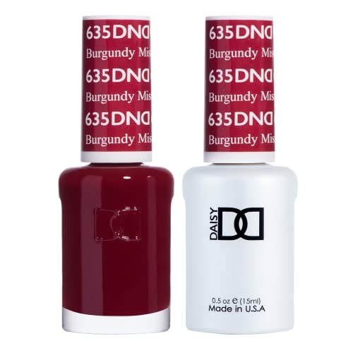 DND Gel Polish Conjunto - 1 Cada um de esmalte vermelho e esmalte vermelho, 635 névoa da Borgonha, 0,5 fl oz