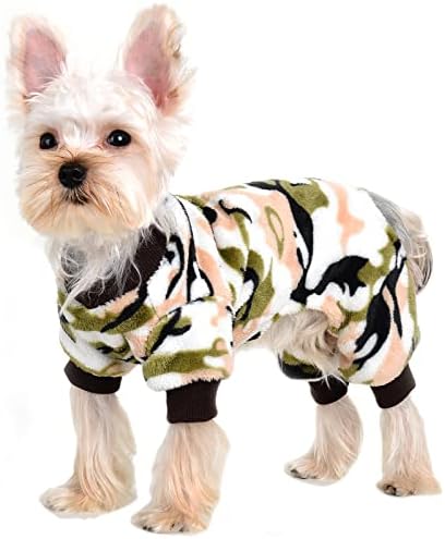 Pijamas de cachorro para cão pequeno menino menina de flanela camuflada cachorro pjs cão pijama bolo de inverno cão quente clohtes
