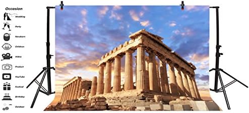 Lfeey 7x5ft Sunset Grécia Parthenon Photo Caso -pano de fundo Historical Palace Famous Palácio Antigo Atenas Acrópole Temple Photography Background Photo Studio Props